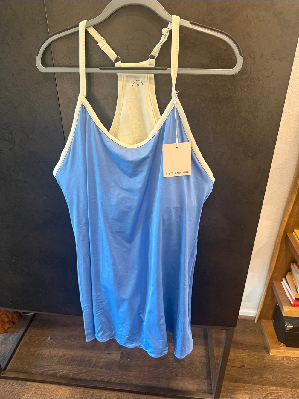 Light Blue Contrast-Trim Mini Dress with Shorts by Kitty and Vibe